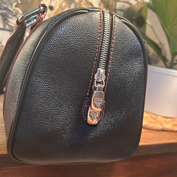 MCM Black Pebble Leather & Red Stitching Boston Doctor’s Bag - Picture 7 of 16